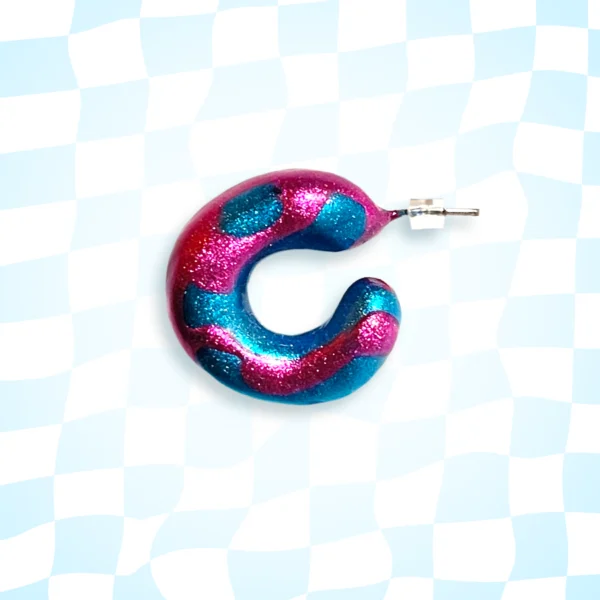 Purple and Blue Swirl Hoop Earring (Single)