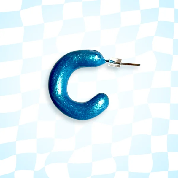 Electric Blue Hoop Earring (Single)