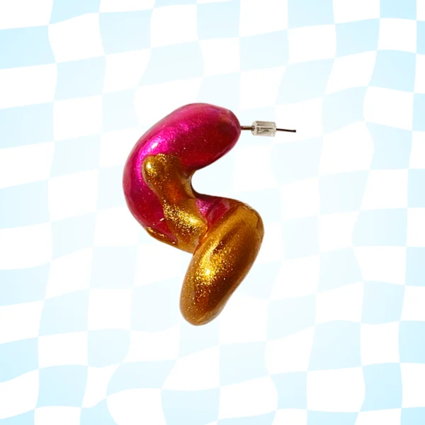 Spiral Gold and Pink Earring (Single)